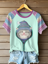 Katzen-Kunstdruck für Frauen lässig T-Shirt